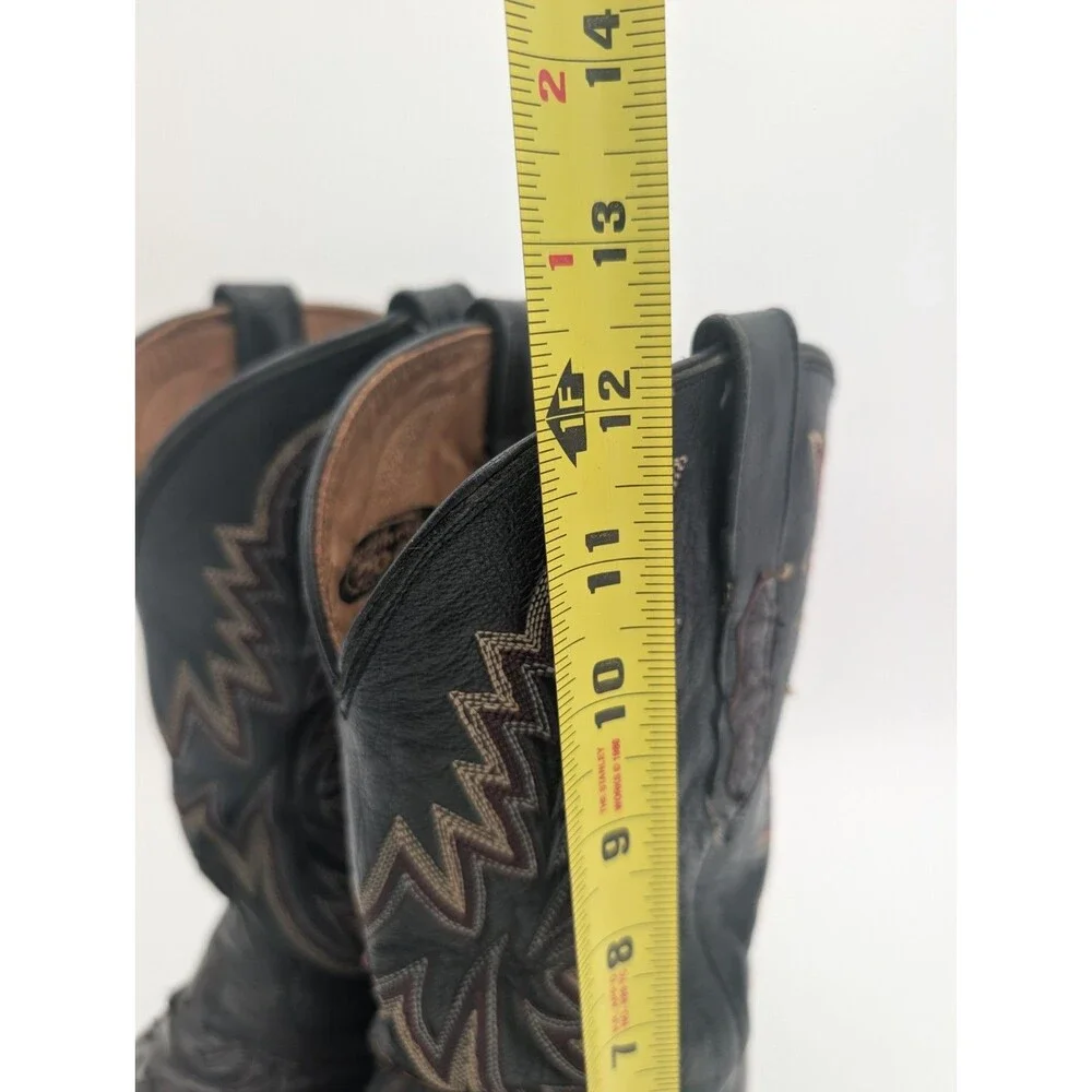 Lucchese 2000 Men 10.5D Black Cherry Ostrich Leather Western Cowboy Roper Boots.